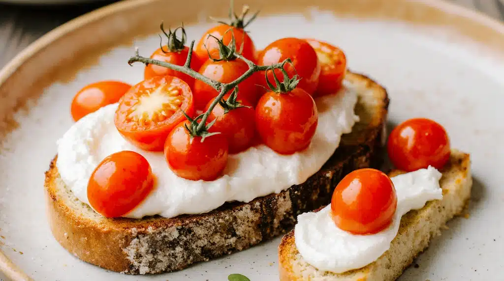 Burrata Bruschetta That Will Make You Fall in Love with Appetizers 10 placing toppings on bruschetta