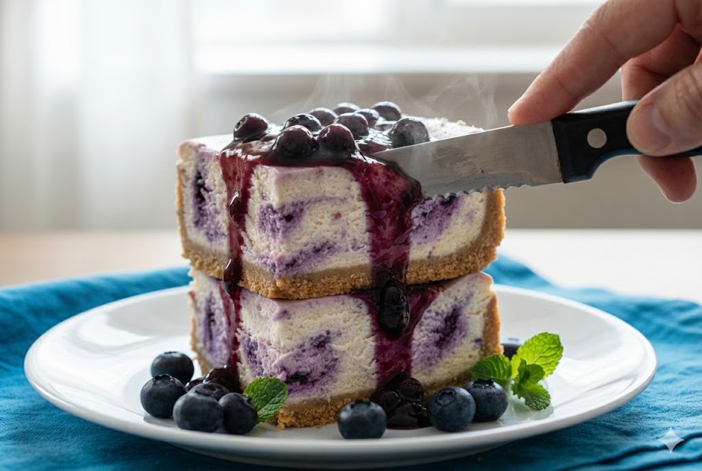 Blueberry Velvet Cheesecake (Silky Crack-Free Recipe)
