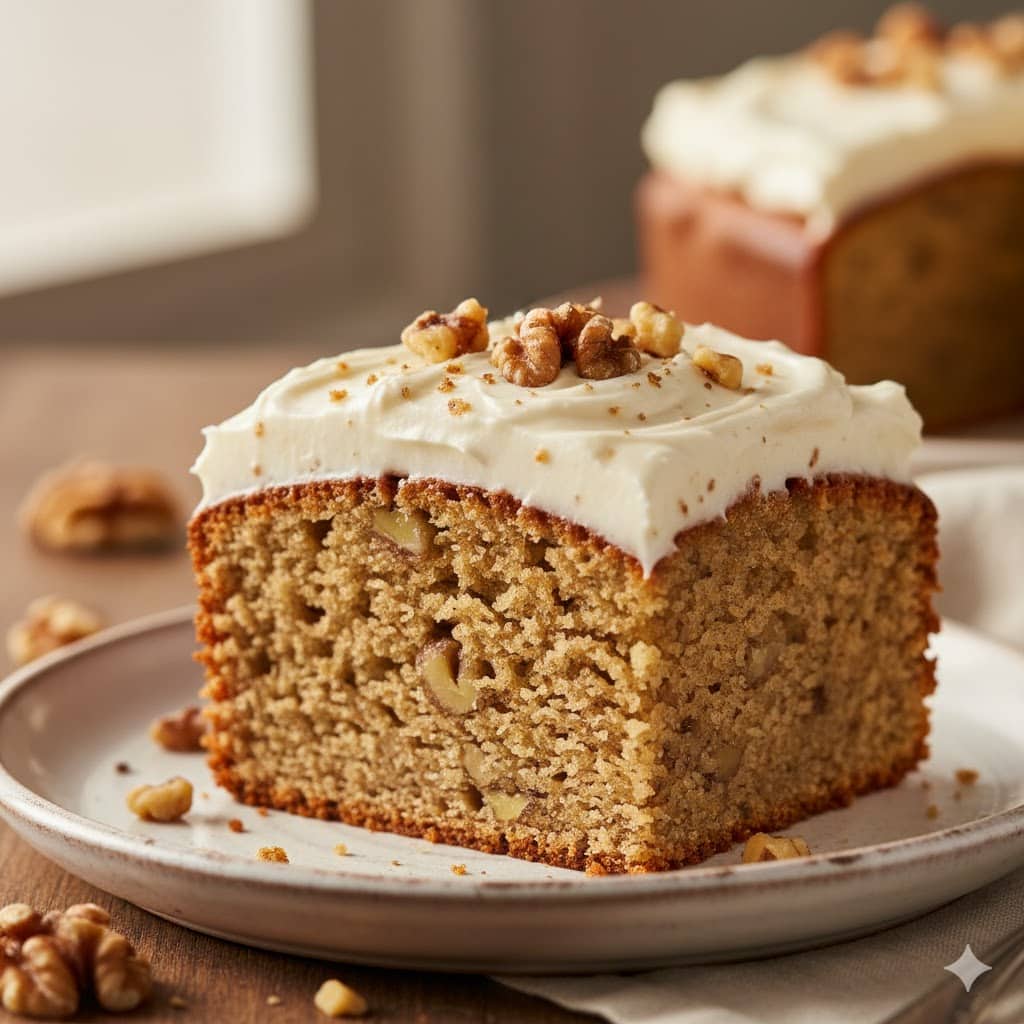 Moist Banana Walnut Cake Recipe (Easy Cream Cheese Frosting)